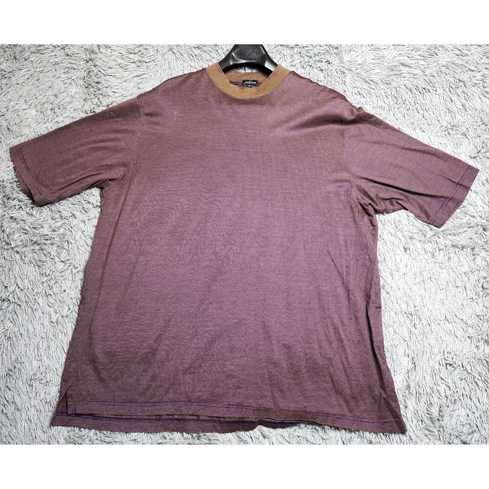 Jack Nicklaus Golf Shirt Mens 2XL‎ XXL Purple Orange Striped Mercerized Cotton